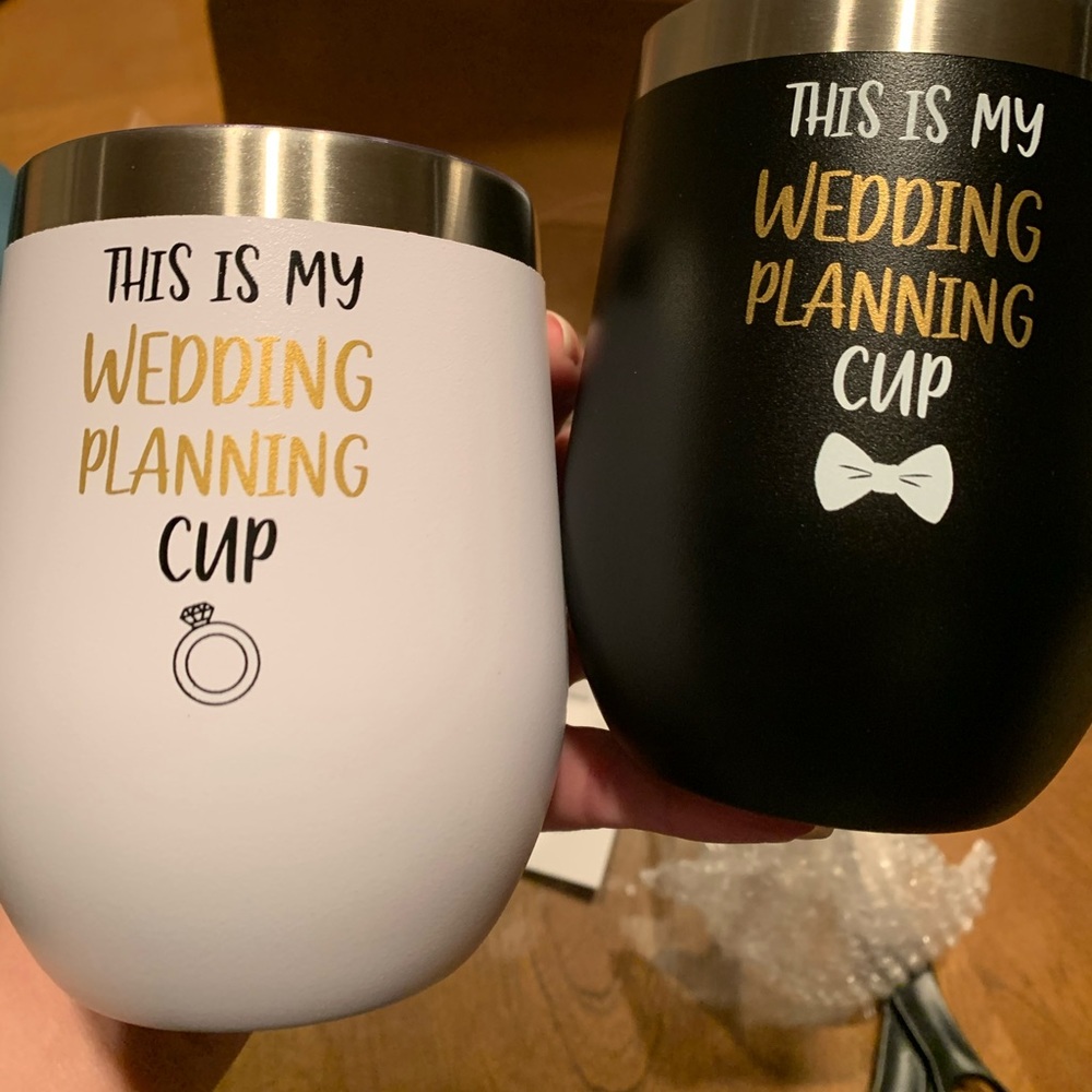NIB His and her wedding planning cups